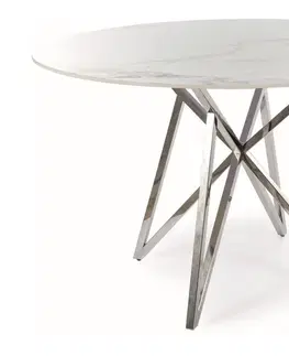 Jedálenské stoly MERONA jedálenský stôl, biela / chróm 