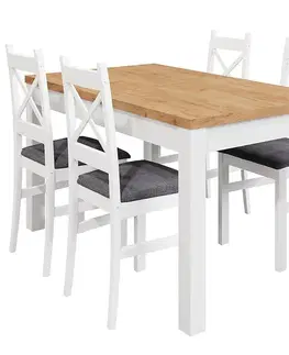 Súpravy stôl a stoličky v podkrovnom štýle Jedálenská zostava Mini biela/craft