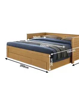 Postele KONDELA Goreta 90 jednolôžková posteľ s roštami a úložným priestorom dub