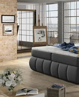 Postele NABBI Vareso 180 čalúnená manželská posteľ s úložným priestorom sivá (Soft 29)