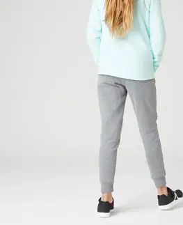 nohavice Dievčenské nohavice 500 na cvičenie sivé