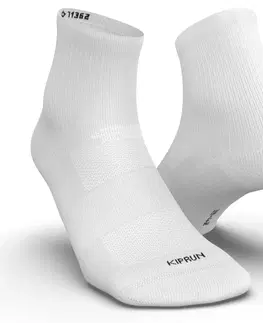 ponožky Bežecké ponožky RUN500 stredne vysoké 2 páry biele