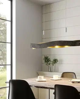 Závesné svietidlá Lucande Závesné LED svietidlo Ebu čierno–zlaté