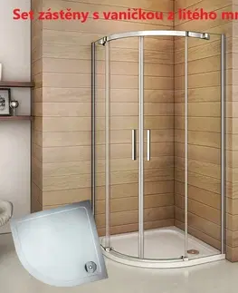 Sprchovacie kúty H K - Štvrťkruhový sprchovací kút HARMONY S4 90 cm s dvojdielnymi posuvnými dverami a sprchovou vaničkou z liateho mramoru SE-HARMONYS490 / ROCKY-90Q