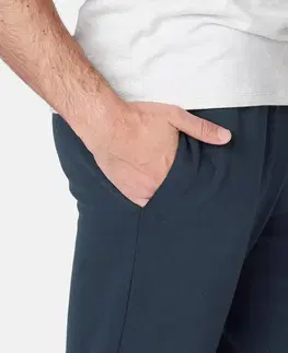 nohavice Pánske nohavice 100 na cvičenie modro-čierne