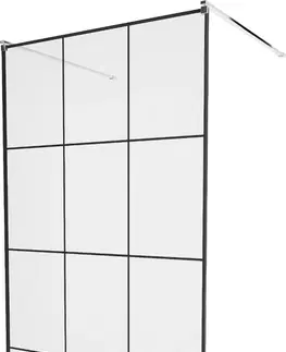 Sprchové dvere MEXEN/S - KIOTO samostatne stojaca sprchová zástena 120 x 200, transparent/čierna vzor 8 mm, chróm 800-120-002-01-77