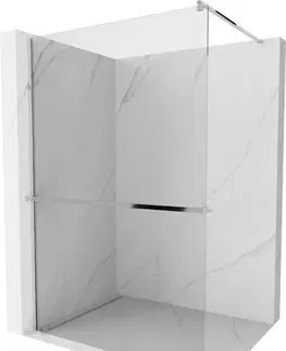 Sprchové dvere MEXEN/S - Kioto+ Sprchová zástena WALK-IN s poličkou a držiakom uterákov 140 x 200, transparent, chróm 800-140-121-01-00
