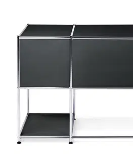 Desks Kovový písací stôl »CN3« s výklopnými dvierkami, čierny