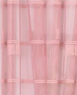Záclony Hotová žakárová záclona s riasiacou stuhou, Mirka, ružová, 300 x 150 cm