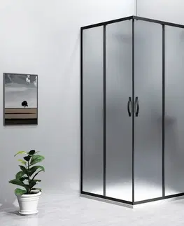 Sprchovacie kúty GELCO - SIGMA SIMPLY BLACK sprchové dvere posuvné pre rohový vstup 900 sklo BRICK GS2490B