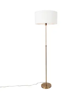 Stojace lampy Stojacia lampa nastaviteľná bronzová s tienidlom biela 50 cm - Parte