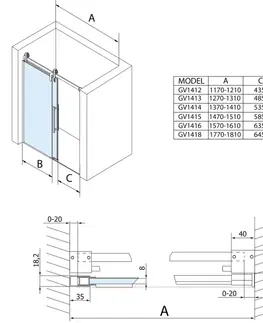 Sprchovacie kúty GELCO - VOLCANO sprchové dvere 1200 mm, číre sklo GV1012