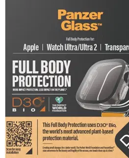 Ochranné fólie pre mobilné telefóny Tvrdené sklo Full Body D3O PanzerGlass pre Apple Watch Ultra, Ultra 2, priesvitné 3688