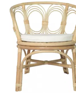 Zahradné stoličky Jedálenská stolička prírodný ratan / plátno Dekorhome Sivá