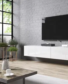 TV stolíky CAMA MEBLE Slide 200 tv stolík na stenu biela / biely lesk
