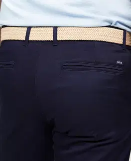 nohavice Pánske bavlnené golfové nohavice MW500 tmavomodré