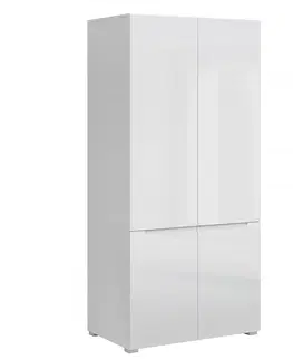 Šatníkové skrine Vešiaková skriňa 4D, biela/biely extra vysoký lesk HG, JOLK
