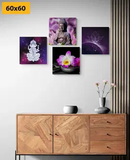 Zostavy obrazov Set obrazov Feng Shui vo fialovom prevedení