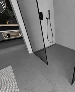 Sprchové dvere MEXEN/S - Kyoto Sprchová zástena WALK-IN 130 x 100 cm, čierny vzor, čierna 800-130-202-70-70-100