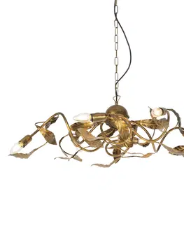 Zavesne lampy Vintage závesné svietidlo starožitné zlaté 6-svetlo - Lipa