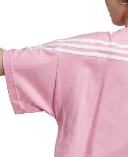 fitnes Dámske tričko na fitnes 3 pásiky ružové