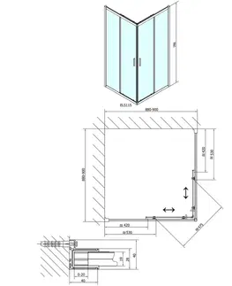Sprchové dvere POLYSAN - EASY štvorcová sprchová zástena 900x900, číre sklo EL5115