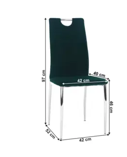Stoličky Jedálenská stolička, smaragdová Velvet látka/chróm, OLIVA NEW