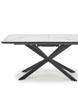 Stoly v podkrovnom štýle Rozkladací stôl Diesel 160/200x90cm Biely Marmur/Tmavé Popolavý/Čierna