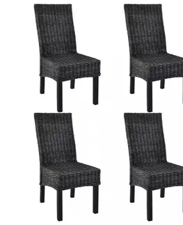 Jedálenské stoličky a kreslá Jedálenská stolička 4 ks ratan / mangovník Dekorhome Sivá