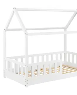 Detské postieľky Juskys Detská posteľ Marli 80 x 160 cm s lamelovým roštom v bielej farbe