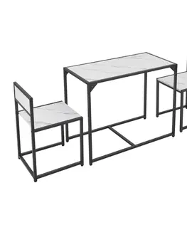 Jedálenské súpravy Juskys Súprava kuchynského stola so stolom a 2 stoličkami - mramorový vzhľad