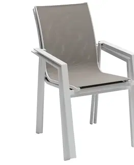 Záhradné stoličky a kreslá DEOKORK Hliníkové kreslo s textíliou NOVARA (biela)