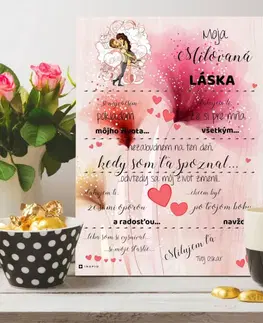 Tabuľky s venovaním (darčeky) Valentínsky darček - Vyznanie lásky pre vašu priateľku - tabuľka na stenu