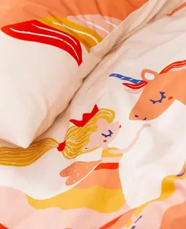 Bavlnené Detská posteľná bielizeň  Princezná a Jednorožec, bavlna, potlač dievčenského motívu