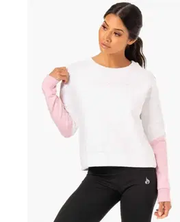 Mikiny Ryderwear Dámska mikina Hybrid Pullover White Pink  LL