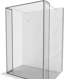 Sprchové dvere MEXEN/S - Kioto Sprchová zástena WALK-IN voľne stojaca 160 x 30 x 30 cm, čierny vzor, chróm 800-160-030-222-01-70-030