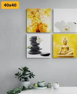 Zostavy obrazov Set obrazov Feng Shui v bielo-žltom prevedení