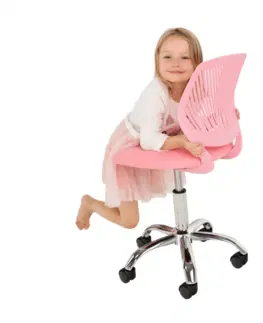 Kancelárske kreslá Otočná stolička, ružová/chróm, SELVA