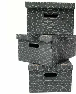 Úložné boxy Compactor Sada 3ks skladacích kartónových krabíc Compactor - 52 x 29 x 20 cm