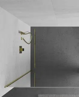 Sprchové dvere MEXEN/S - KIOTO Sprchová zástena WALK-IN 80x200 cm 8 mm, zlatá, zrkadlové sklo 800-080-101-50-50