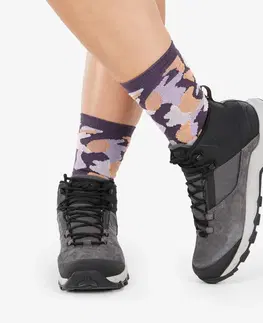 ponožky Turistické vysoké ponožky Hike 500 High 2 páry Trendy fialovo-maskáčové