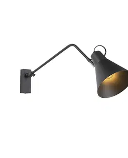 Nastenne lampy Dizajnové nástenné svietidlo čierne nastaviteľné - Luna