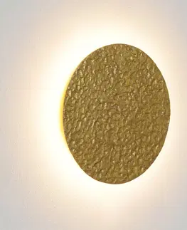 Nástenné svietidlá Holländer Nástenné svietidlo LED Meteor, zlatá farba, Ø 27 cm, železo