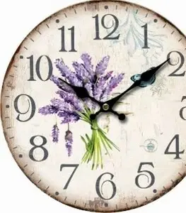 Hodiny Nástenné hodiny Lavender, pr. 34 cm, drevo