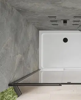 Vane MEXEN/S - Omega sprchovací kút 130x100, transparent, čierna + biela vanička so sifónom 825-130-100-70-00-4010B