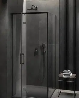 Sprchovacie kúty CERSANIT/S - Sprchovací kút LARGA 100x80 čierny, ľavý, číre sklo S932-129/80