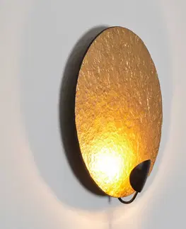 Nástenné svietidlá Holländer LED nástenné svietidlo Traversa, lesklá zlatá, Ø 35 cm