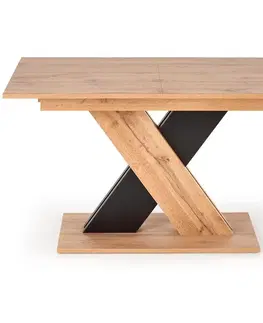 Stoly v podkrovnom štýle Rozkladací stôl Xarelto 130/175x85cm– Dub Wotan/Čierna
