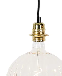 Zavesne lampy Závesná lampa zlatá 5-svetlá vrátane LED jantárovej stmievateľnej - Cava Luxe