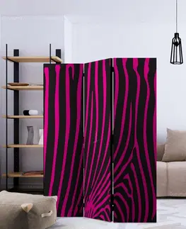 Paravány Paraván Zebra pattern (violet) Dekorhome 135x172 cm (3-dielny)